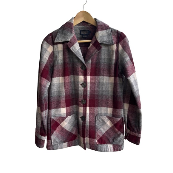 Pendleton 49er 100% Wool Jacket – Women’s Size Small – Maroon/Gray/Cream Plaid - Picture 1 of 9